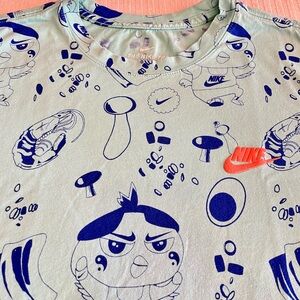 Nike Men's Graphic Tee with Blue and Orange accents Anime *RARe
